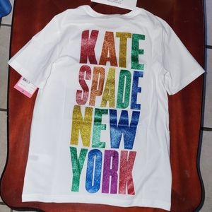 NWT Kate Spade Rainbow 🌈Tee Short Sleeves T-Shirt Pride Glitter  Women XXS